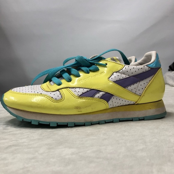 Reebok Shoes - Vintage Reebok Classics yellow and purple size 8 1/2
